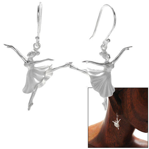 Ballerina in Arabesque pose hanging hook earrings | Wholesale 925 Sterling Silver Jewelry | Combo photo
