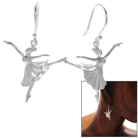 Ballerina in Arabesque pose hanging hook earrings | Wholesale 925 Sterling Silver Jewelry | Combo photo