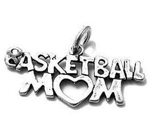 Sleek "Basketball Mom" Charm. Wholesale Sterling Silver Charms - Jewelry