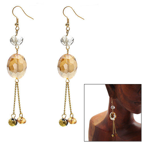 Big orange crystal with black & orange accents on dangling hook earrings | Wholesale Fashion Jewelry | Combo photo