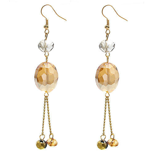 Big orange crystal with black & orange accents on dangling hook earrings | Wholesale Fashion Jewelry | Item photo