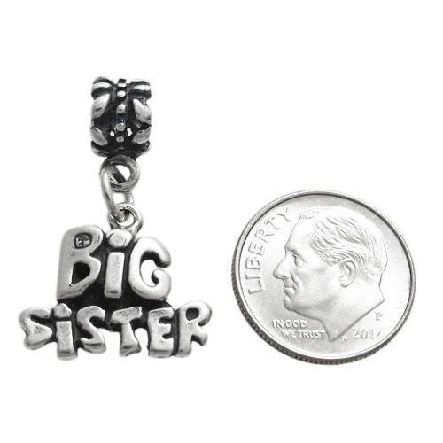 Stylish "Big Sister" Charm with Euro Beads. Wholesale Sterling Silver Charms - Jewelry. Alternate.