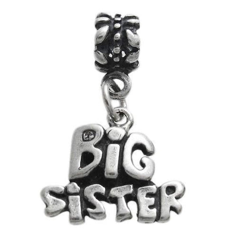 Stylish "Big Sister" Charm with Euro Beads. Wholesale Sterling Silver Charms - Jewelry. Main.