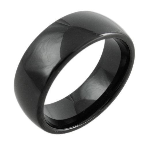 Classic black tungsten 8mm domed wedding band for men and women | Wholesale tungsten rings - Wedding bands