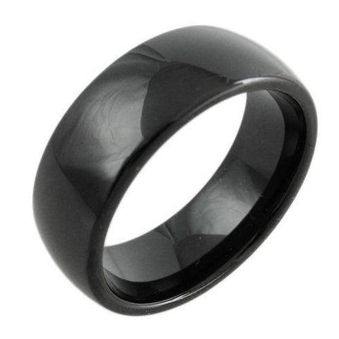 Classic black tungsten 8mm domed wedding band for men and women | Wholesale tungsten rings - Wedding bands