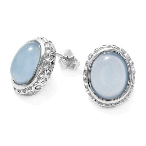 Blue Jade 0.40 Carat CZ Edge Post Stud Earrings | Wholesale Sterling Silver Jewelry | Main