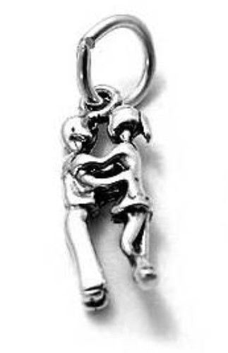 Adorable Boy and Girl Dancing Charm. Wholesale Sterling Silver Charms - Jewelry