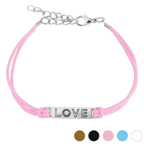 Marvelous Cast Iron "Love" Etched Leatherette Bracelet - 5 Colors | Wholesale 316L Stainless Steel Jewelry 