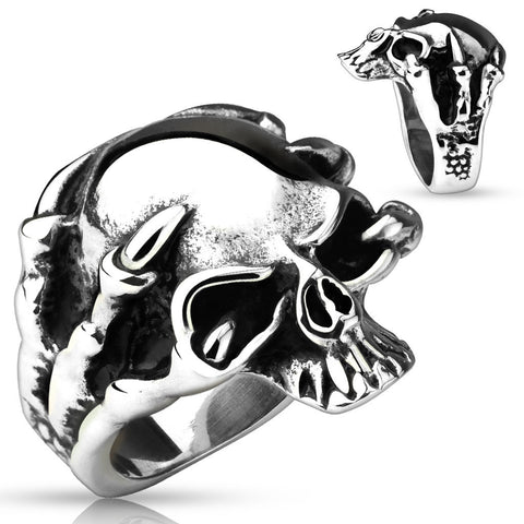 Cast ring depicting dragon's claw grasping a skull | Wholesale stainless steel rings - Jewelry | Main photo