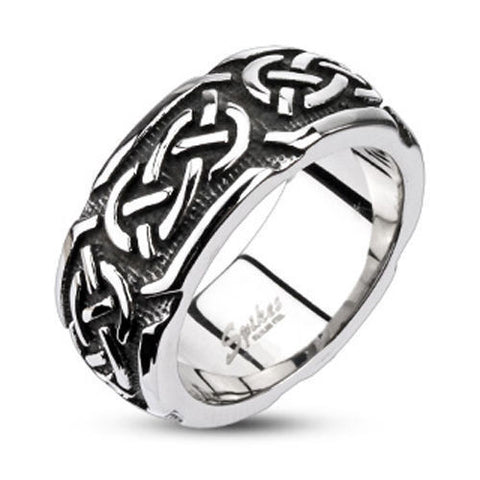 Cast stainless steel ring with continuous Celtic knot | Wholesale stainless steel rings - Jewelry