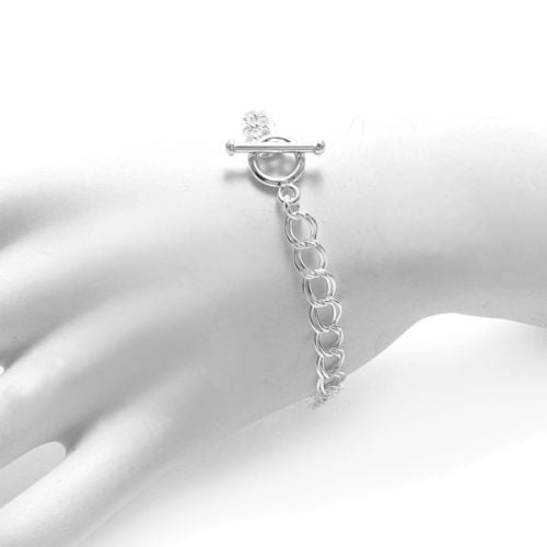 Lovely Charm Bracelet with Toggle Lock - 2 Sizes | Wholesale Sterling Silver Jewelry | Alternate