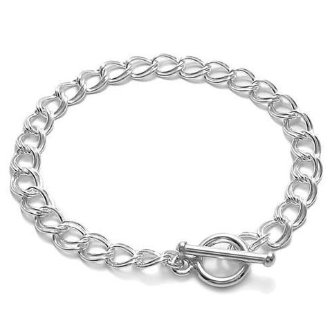 Lovely Charm Bracelet with Toggle Lock - 2 Sizes | Wholesale Sterling Silver Jewelry | Main