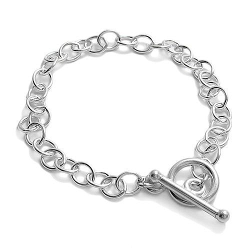 Gorgeous Charm Bracelet with Toggle Lock. - 2 Sizes | Wholesale Sterling Silver Jewelry | Main