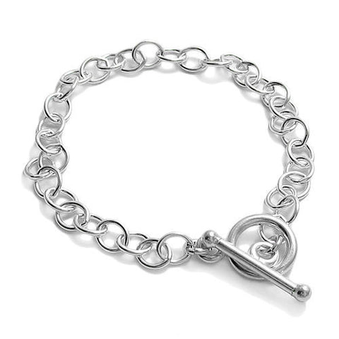 Gorgeous Charm Bracelet with Toggle Lock. - 2 Sizes | Wholesale Sterling Silver Jewelry | Main