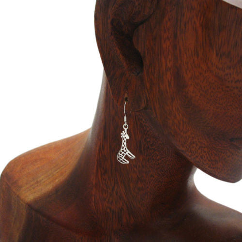 Really adorable hanging giraffe hook earrings | Wholesale 925 Sterling Silver Jewelry | Alternate photo