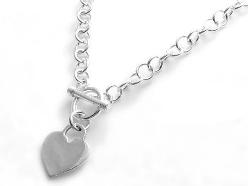 Child's necklace with engravable heart pendant and toggle lock | Wholesale 925 Sterling Silver Jewelry