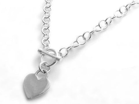 Child's necklace with engravable heart pendant and toggle lock | Wholesale 925 Sterling Silver Jewelry