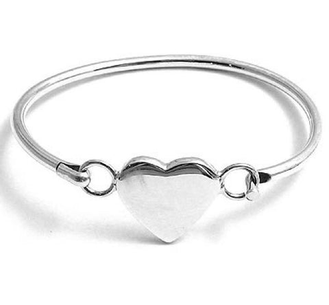 Stylish Child's Bangle Bracelet with a Beautiful Engravable Heart | Wholesale 925 Sterling Silver Jewelry | Main