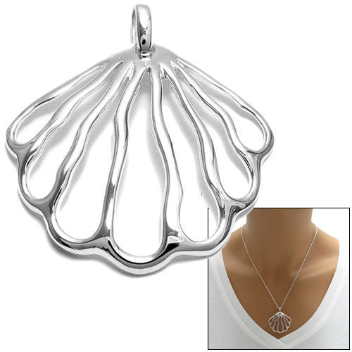 Modern Sterling Silver Clam Shell Outlined Pendant Wholesale