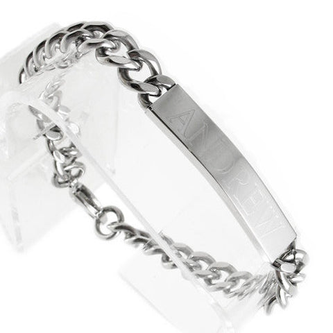 Classic Cuban link bracelet with engravable plate | Wholesale 316L Stainless Steel Jewelry