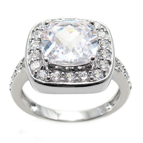 Timeless square cut clear CZ cocktail ring | Wholesale sterling silver rings - Jewelry | Alternate photo