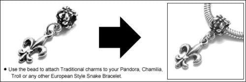 Converter bead for Euro style charm bracelets | Wholesale 925 Sterling Silver Jewelry | Arrow photo