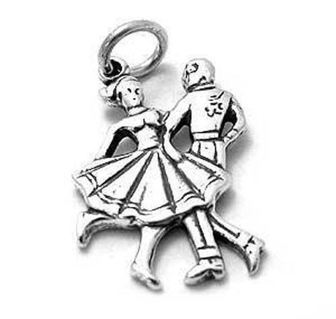 Daring Couple Dancing at a Sock Hop Charm. Wholesale Sterling Silver Charms - Jewelry