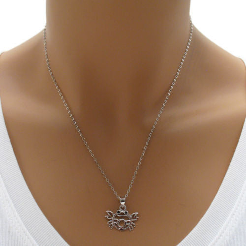 Adorable Crab Pendant with Black CZ Eyes | Wholesale 925 Sterling Silver Pendants - Jewelry | Alternate