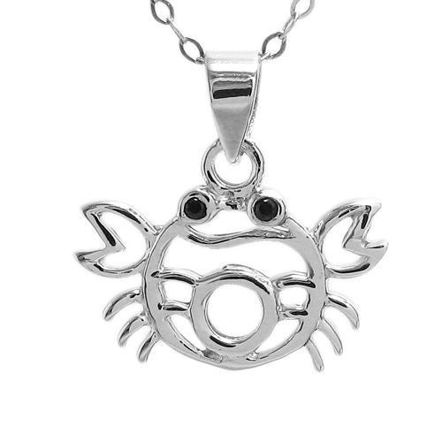 Adorable Crab Pendant with Black CZ Eyes | Wholesale 925 Sterling Silver Pendants - Jewelry | Alternate