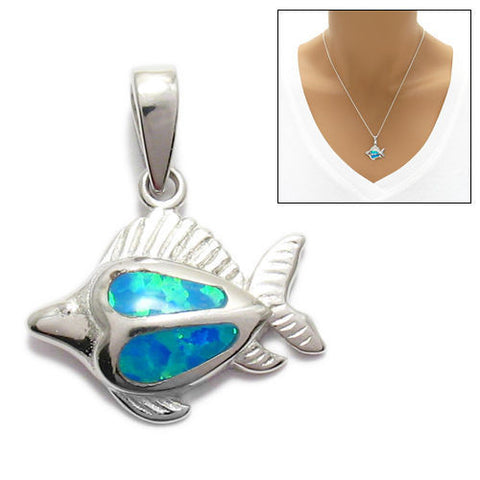 Charming Created Opal Fish Pendant | Wholesale 925 Sterling Silver Pendant | Main