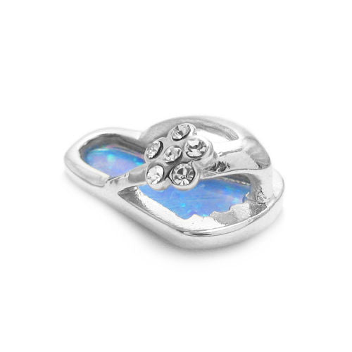 Beautiful Created Opal Sandal Pendant with CZ Flower | Wholesale 925 Sterling Silver Pendant - Jewelry | Alternate