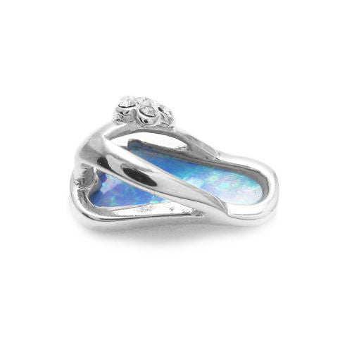 Beautiful Created Opal Sandal Pendant with CZ Flower | Wholesale 925 Sterling Silver Pendant - Jewelry | Alternate