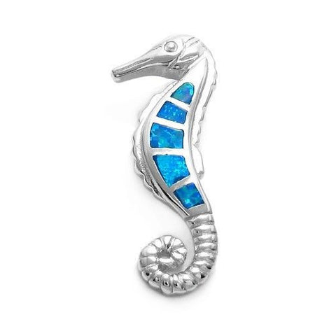 Pretty Created Opal Sea Horse Slide Pendant | Wholesale 925 Sterling Silver Pendant | Main