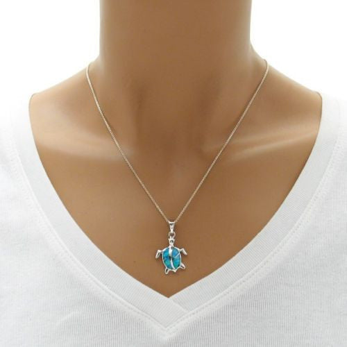 Lovely Created Opal Sea Turtle Pendant | Wholesale 925 Sterling Silver Pendants | Alternate
