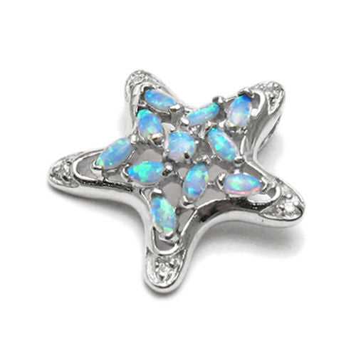 Vibrant Starfish Pendant with Created Opal Stones | Wholesale 925 Sterling Silver Pendant - Jewelry 