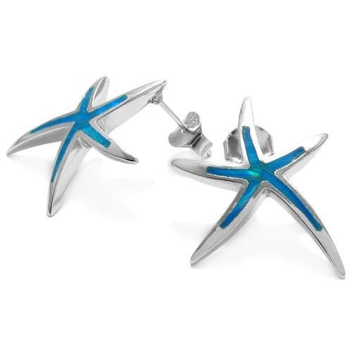 Created Opal Starfish Post Stud Earrings | Wholesale Sterling Silver Jewelry | Main