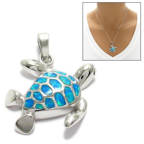 Beautiful Created Opal Turtle Pendant | Wholesale 925 Sterling Silver Pendants | Alternate
