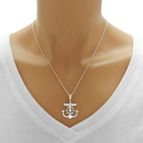 Wondrous Crucifix Cross and Anchor Pendant | Wholesale 925 Sterling Silver Pendant - Jewelry | Alternate