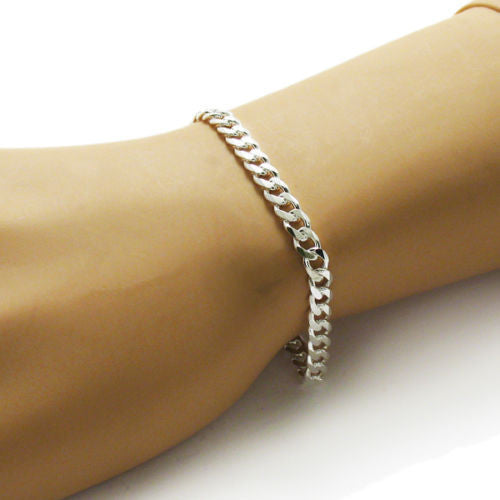 Sophisticated Sterling Silver Cuban Link Chain Bracelet Inch