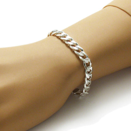 Polished Cuban Link Chain Bracelet - 8mm | Wholesale 925 Sterling Silver Jewelry | Alternate