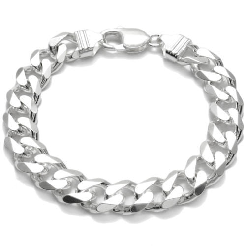 Polished Cuban Link Chain Bracelet - Flat 11mm | Wholesale 925 Sterling Silver Jewelry | Alternate