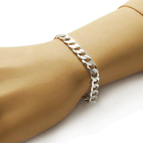 Charming Cuban Link Chain Bracelet - Flat 8mm | Wholesale 925 Sterling Silver Jewelry | Alternate