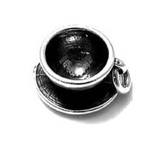 Lovely Cup and Saucer Charm | Wholesale 925 Sterling Silver Charms - Jewelry | Main