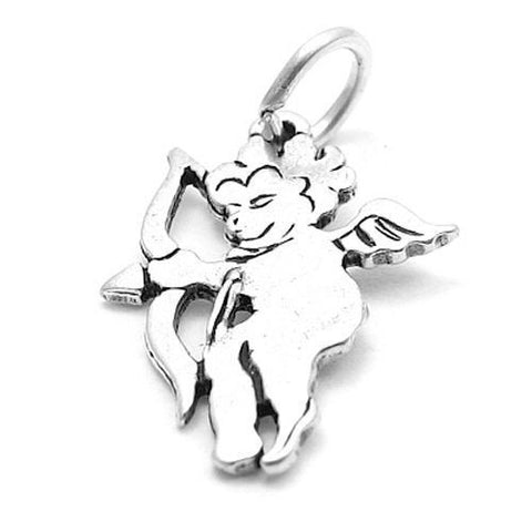 Adorable Cupid Taking Aim Charm. Wholesale Sterling Silver Charms - Jewelry