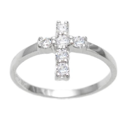 Adorable cross ring with CZ encrusted cross | Wholesale sterling silver rings - Jewelry | Main photo