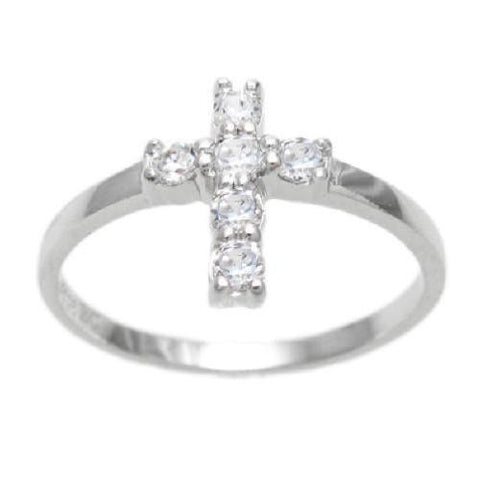 Adorable cross ring with CZ encrusted cross | Wholesale sterling silver rings - Jewelry | Main photo