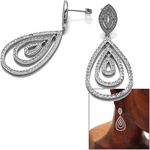 Dazzling CZ embellished teardrop shaped hanging earrings | Wholesale 925 Sterling Silver Jewelry | Combo photo