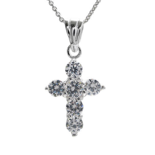 Elegant Cross Pendant with Sparkly CZs | Wholesale 925 Sterling Silver Pendant - Jewelry | Alternate