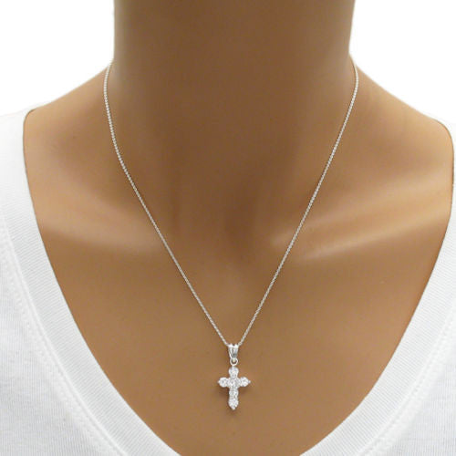 Elegant Cross Pendant with Sparkly CZs | Wholesale 925 Sterling Silver Pendant - Jewelry | Alternate