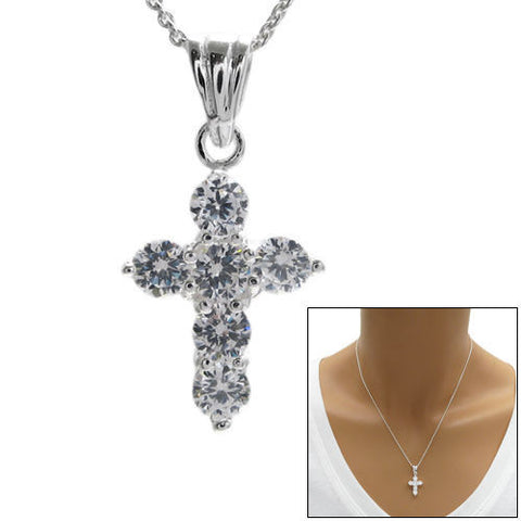 Elegant Cross Pendant with Sparkly CZs | Wholesale 925 Sterling Silver Pendant - Jewelry | Main
